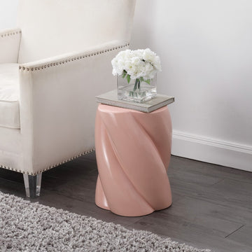 Yves 18" Modern Minimalist Rope Twist Ceramic Indoor-Outdoor Garden Stool